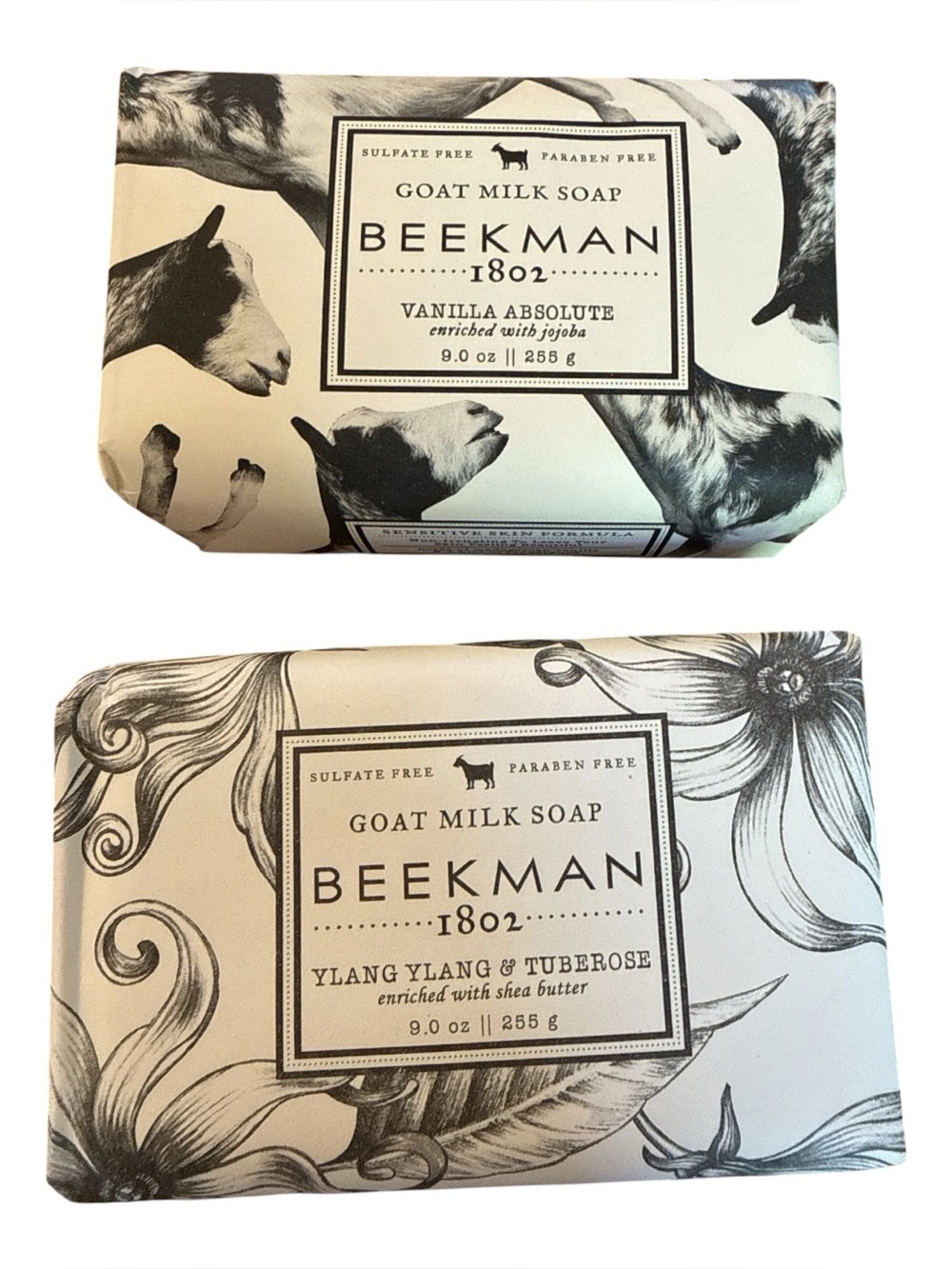 Beekman 1802 Bar Soap Lot of 2 Vanilla Absolute Ylang Ylang Tuberose‎ Large New
